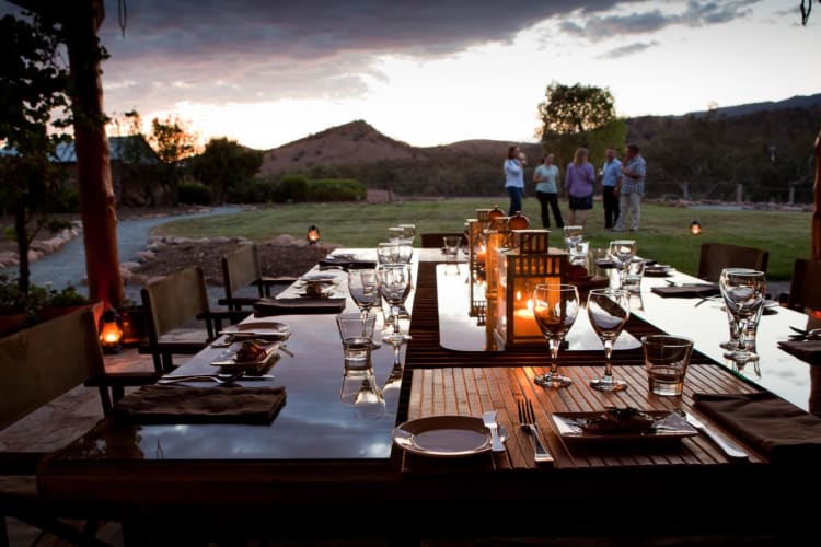 Table set for dinner in the garden